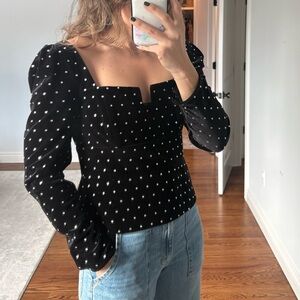 Self-Portrait Black and White Polka Dot Top